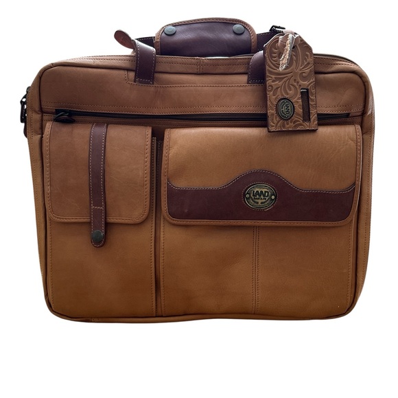 Land Santa Fe Travel Bag Tan Leather Retro Roll Luggage Laptop Business Vintage